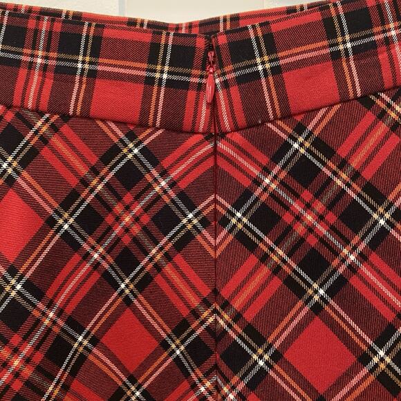 Tartan Plaid Skirt Women 12 Red Black Midi Flare Western Holiday Christmas Prep - Picture 5 of 11